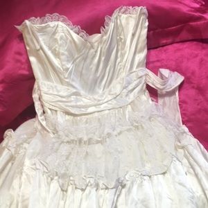 Gunne Sax White Satin Small Tea Lengtj